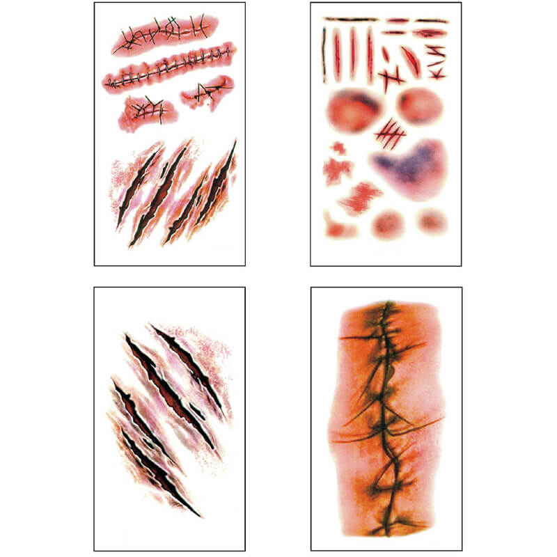 30 Pcs Halloween Horror Wound Temporary Tattoo Stickers