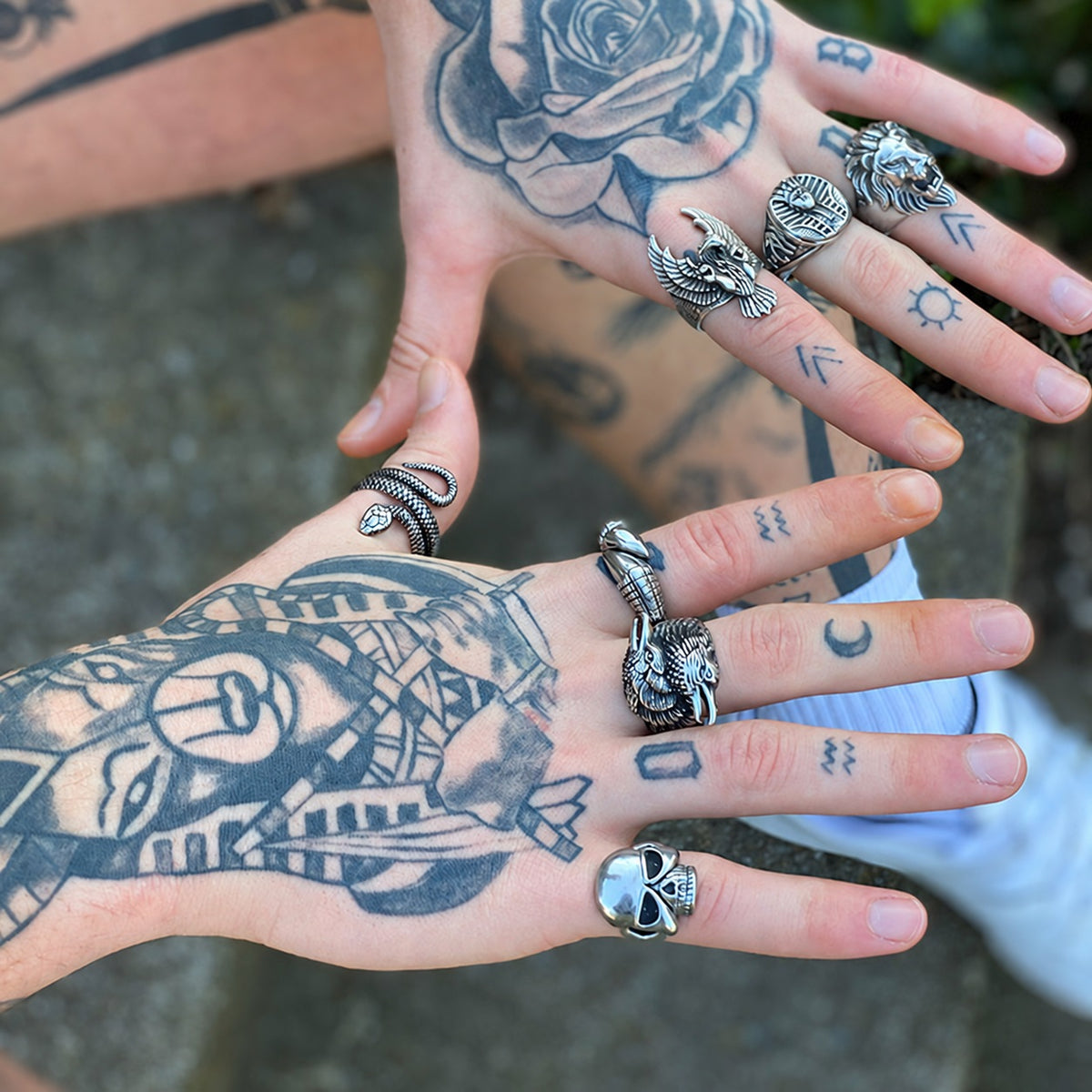 Odin Ravens Huginn and Munin Viking Ring in Stainless Steel
