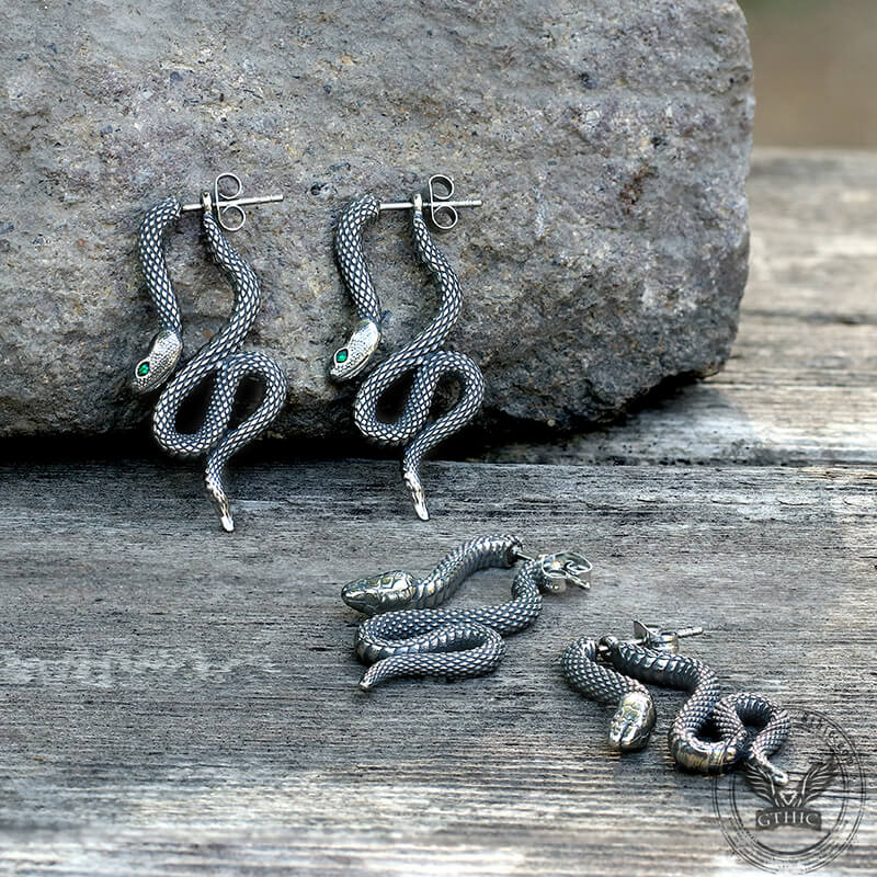 Coiled Snake Earrings in Stainless Steel