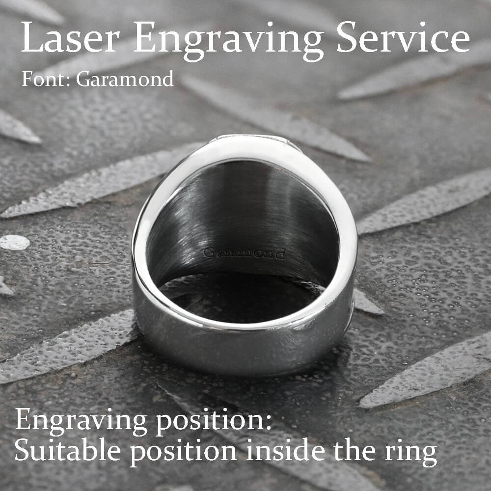 Lucifer Symbol Black Gem Ring in Stainless Steel