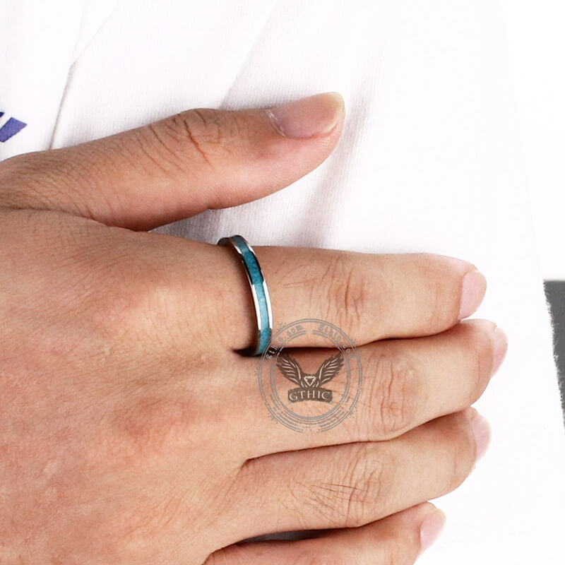 3mm Turquoise Band Ring in Titanium