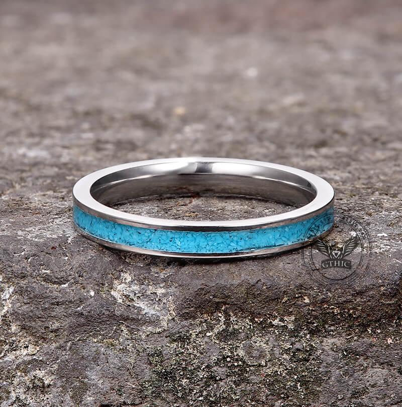 3mm Turquoise Band Ring in Titanium