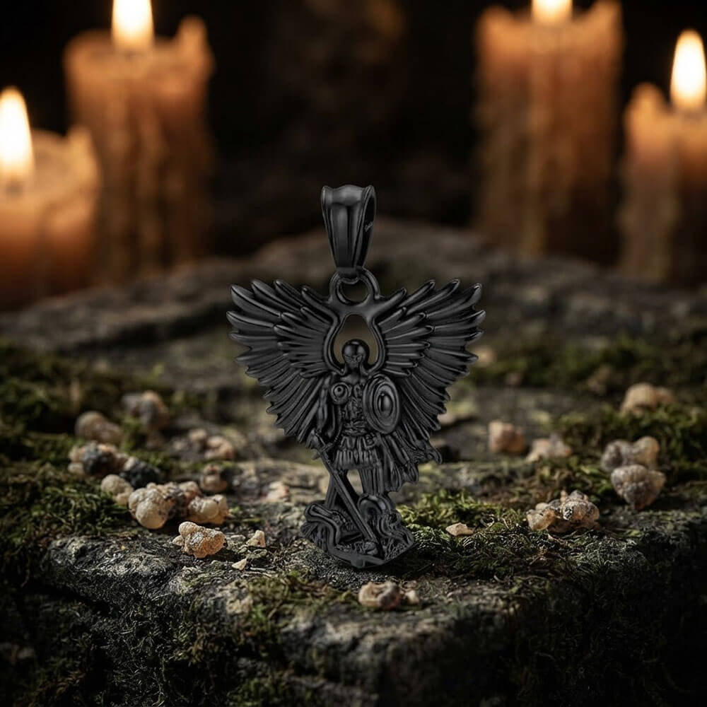 Vintage Archangel Saint Michael Pendant in Stainless Steel