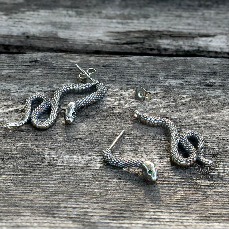 Coiled Snake Earrings in Stainless Steel