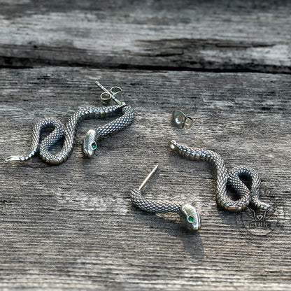 Coiled Snake Earrings in Stainless Steel