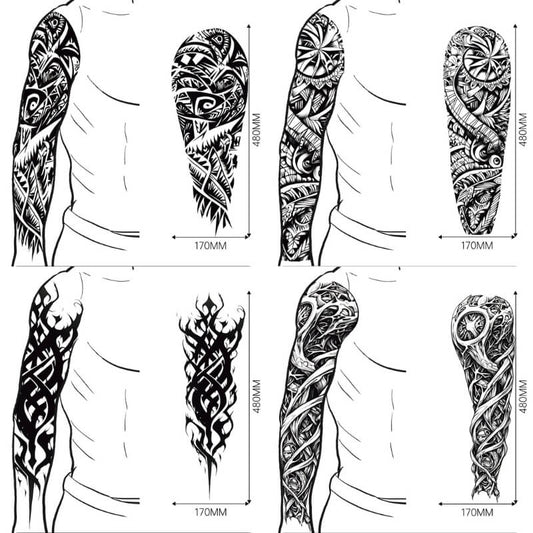 4 Pcs Complex Pattern Full Arm Temporary Tattoo Stickers