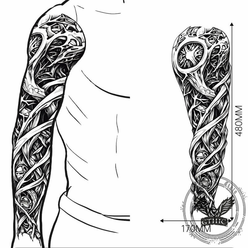 4 Pcs Complex Pattern Full Arm Temporary Tattoo Stickers