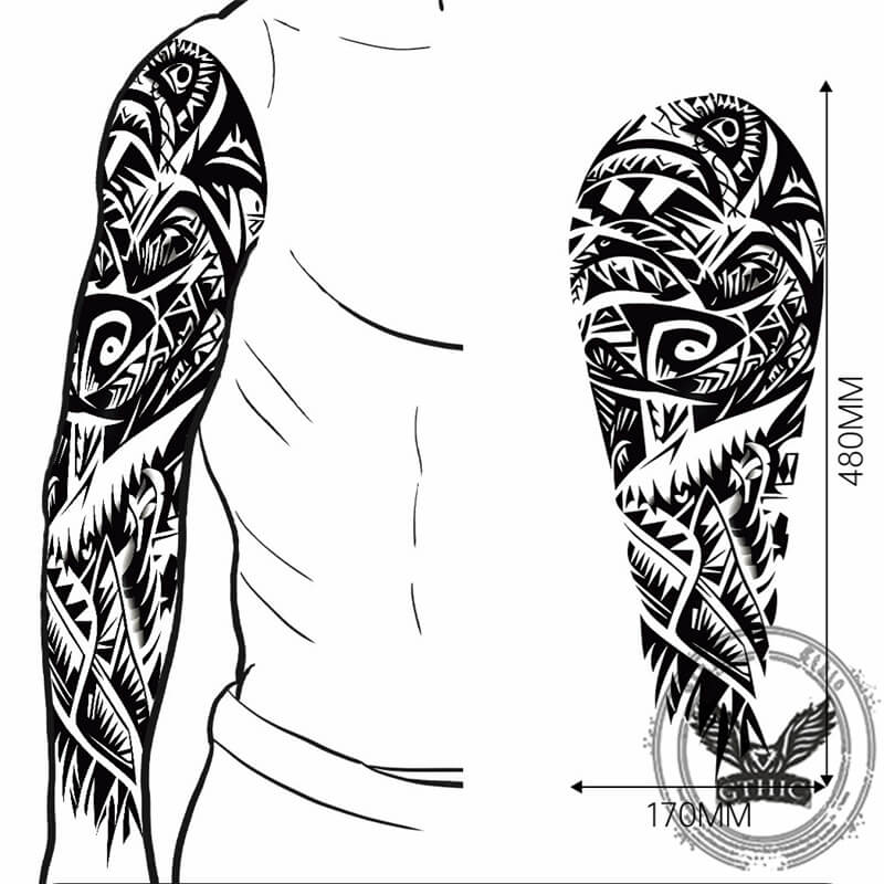 4 Pcs Complex Pattern Full Arm Temporary Tattoo Stickers