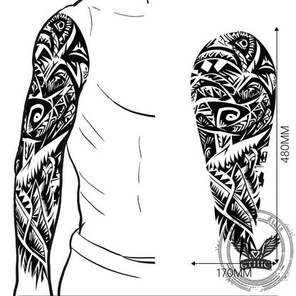 4 Pcs Complex Pattern Full Arm Temporary Tattoo Stickers