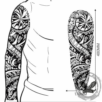 4 Pcs Complex Pattern Full Arm Temporary Tattoo Stickers