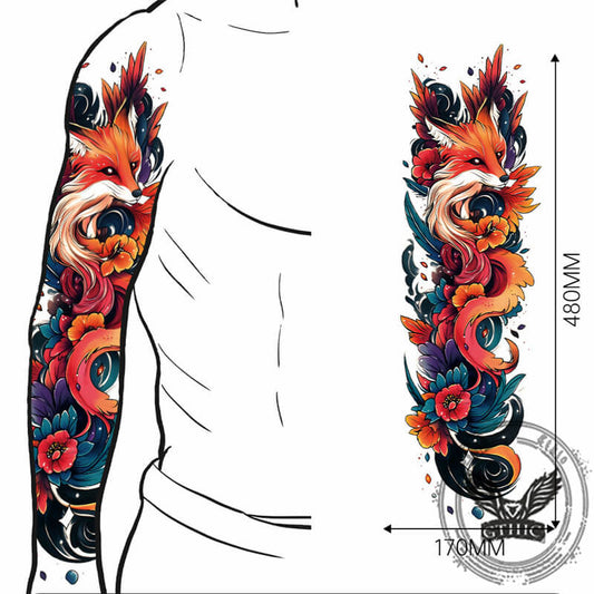 4 Pcs Fox Pattern Full Arm Temporary Tattoo Stickers