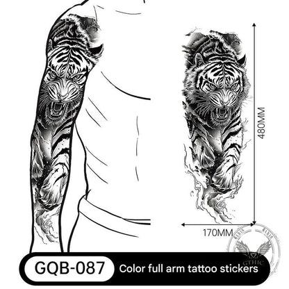 4 Pcs Wild Tigers And Floral Temporary Tattoo Stickers
