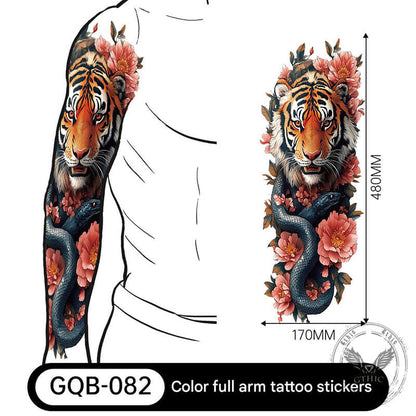 4 Pcs Wild Tigers And Floral Temporary Tattoo Stickers