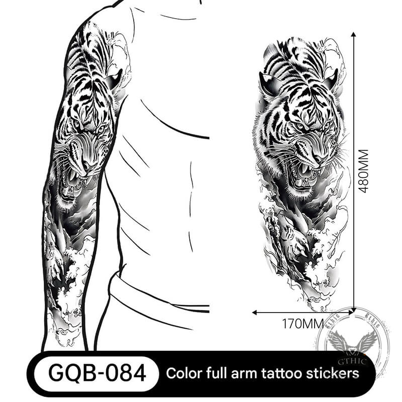 4 Pcs Wild Tigers And Floral Temporary Tattoo Stickers