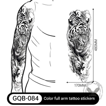 4 Pcs Wild Tigers And Floral Temporary Tattoo Stickers