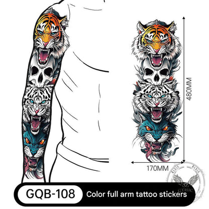 4 Pcs Wild Tigers And Floral Temporary Tattoo Stickers