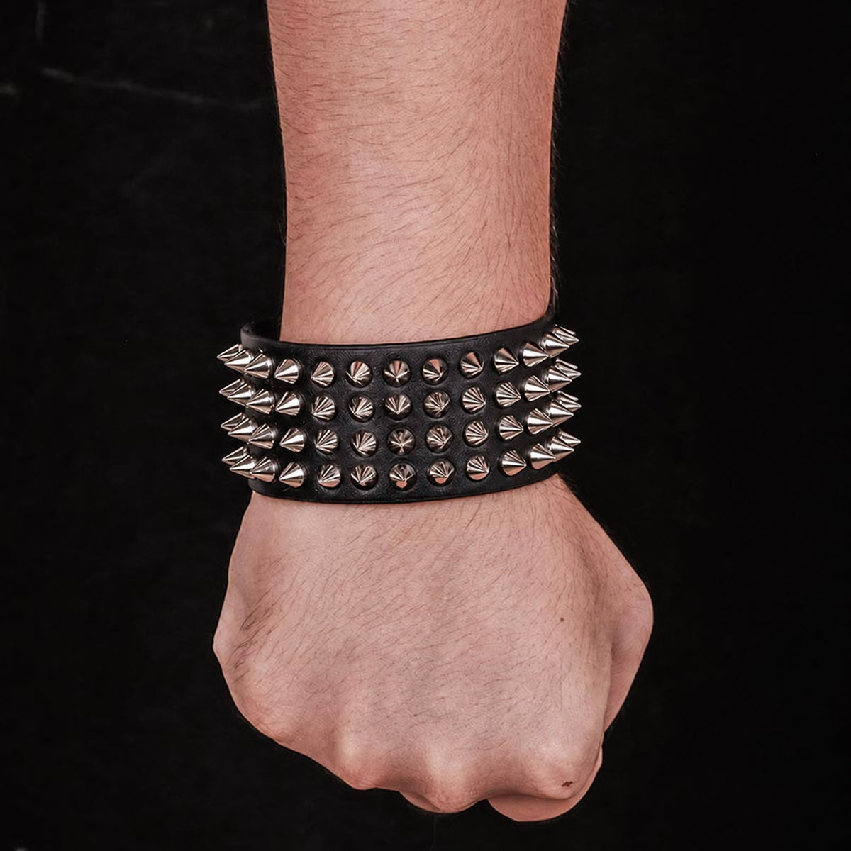 4 Rows of Rivets Leather Bracelet