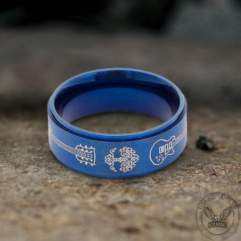 Viking Tree of Life Guitar Ring in Stainless Steel