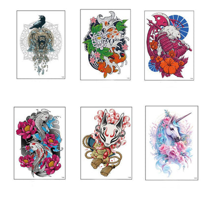 6 Pcs Colorful Vivid Animal Temporary Tattoo Stickers
