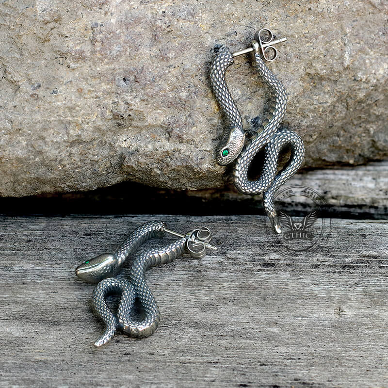 Coiled Snake Earrings in Stainless Steel