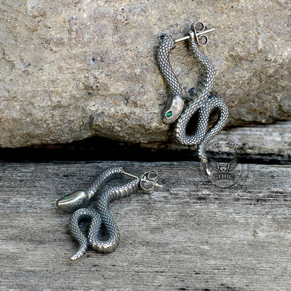 Coiled Snake Earrings in Stainless Steel