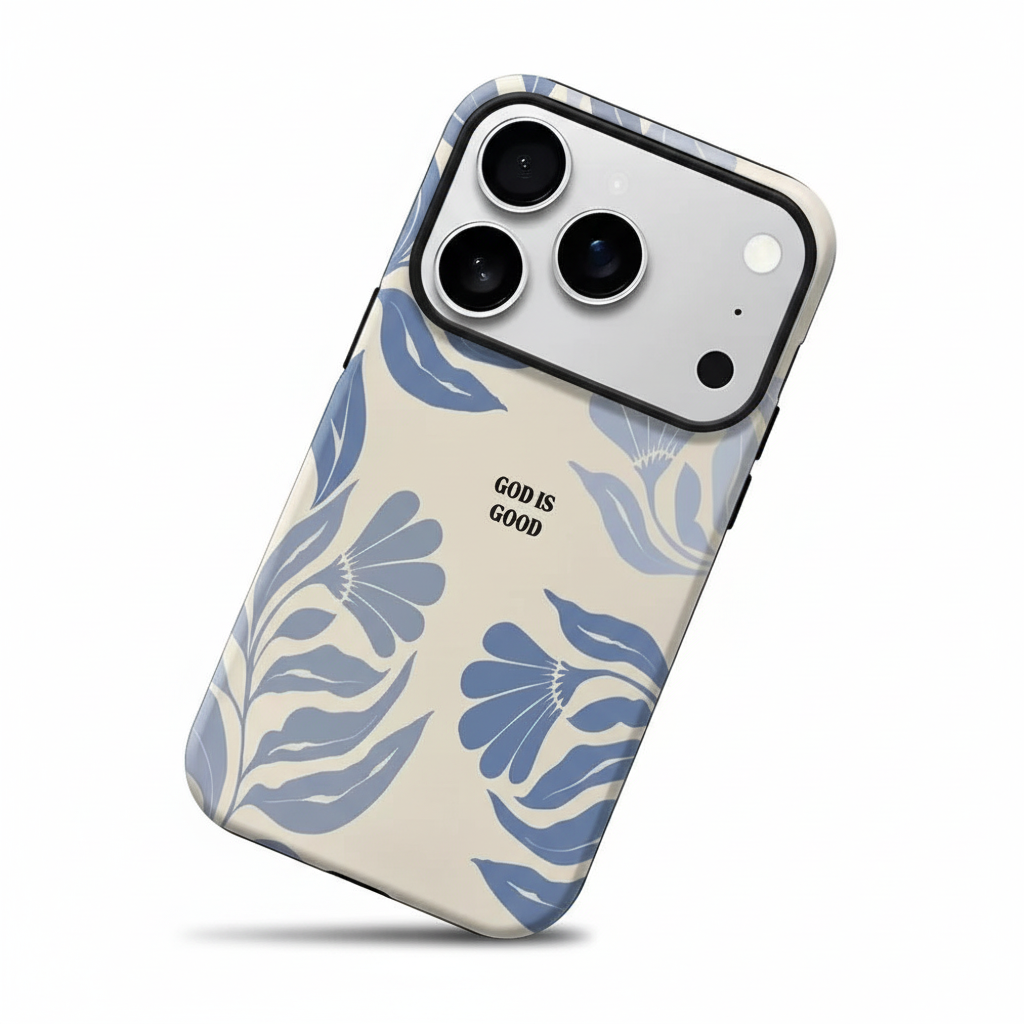"Serenity Bloom" Vintage Blue Floral iPhone Case