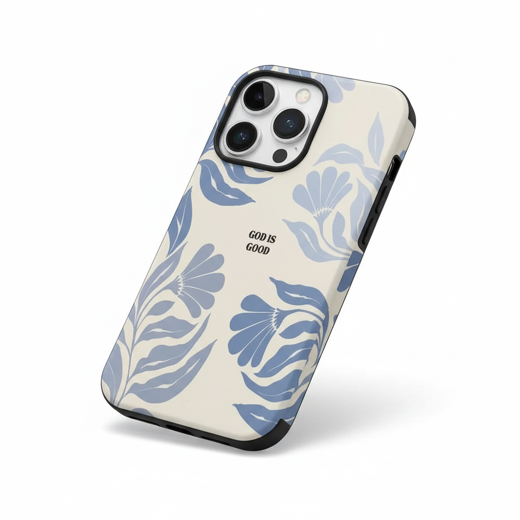 "Serenity Bloom" Vintage Blue Floral iPhone Case