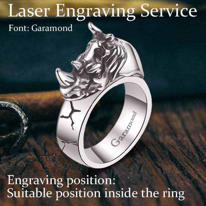 Punk Wild Rhino Ring in Stainless Steel