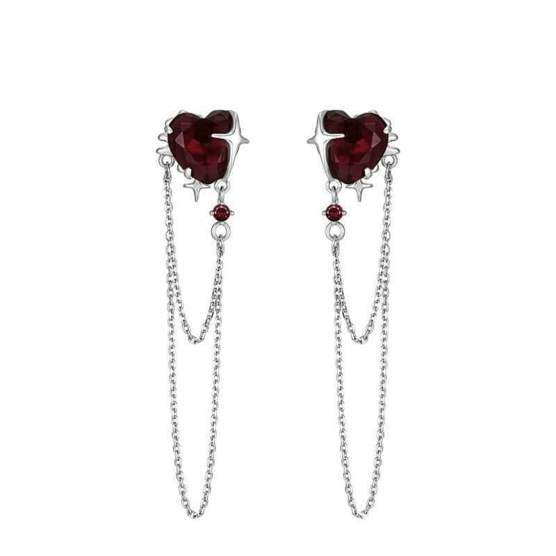 Gothic Heart Tassel Zircon Stud Earrings in Copper