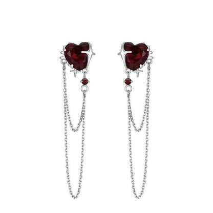 Gothic Heart Tassel Zircon Stud Earrings in Copper