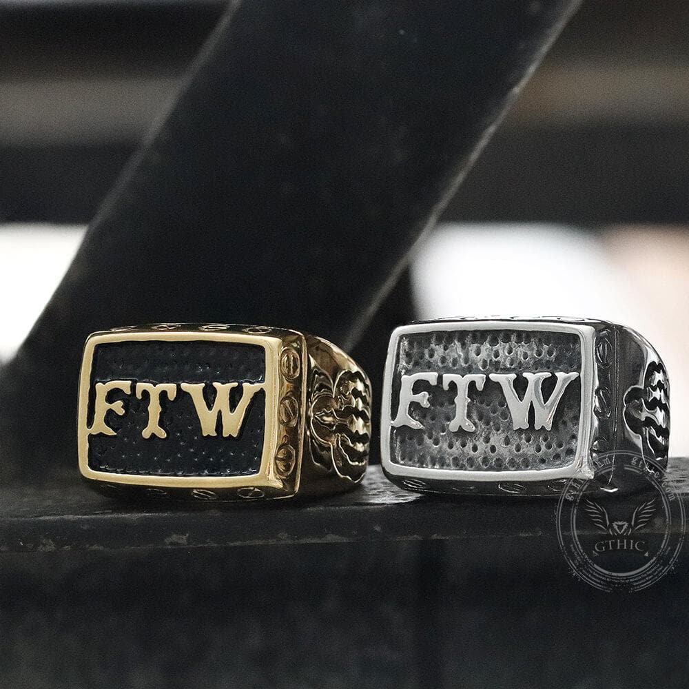 Punk FTW Letters Biker Ring in Stainless Steel