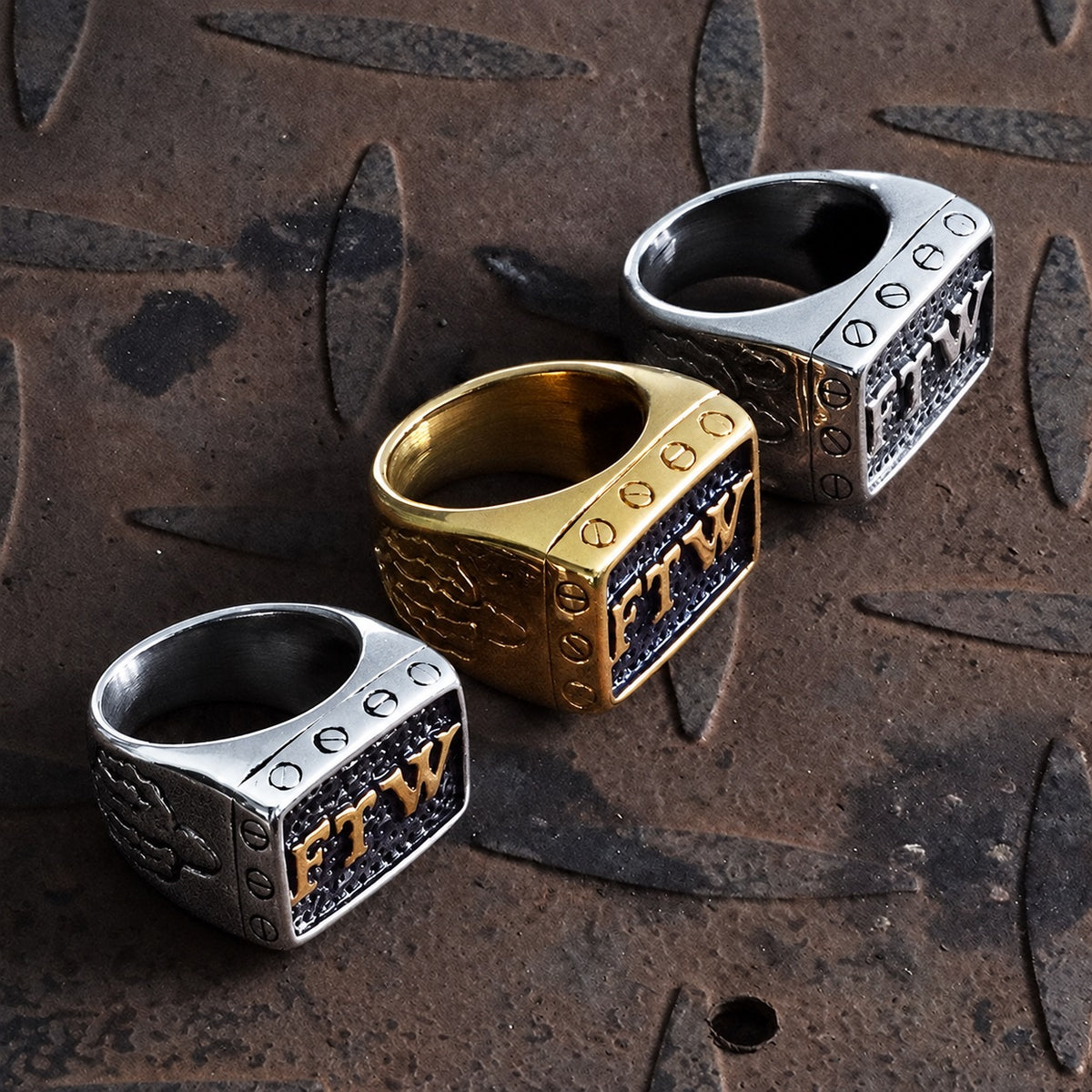Punk FTW Letters Biker Ring in Stainless Steel