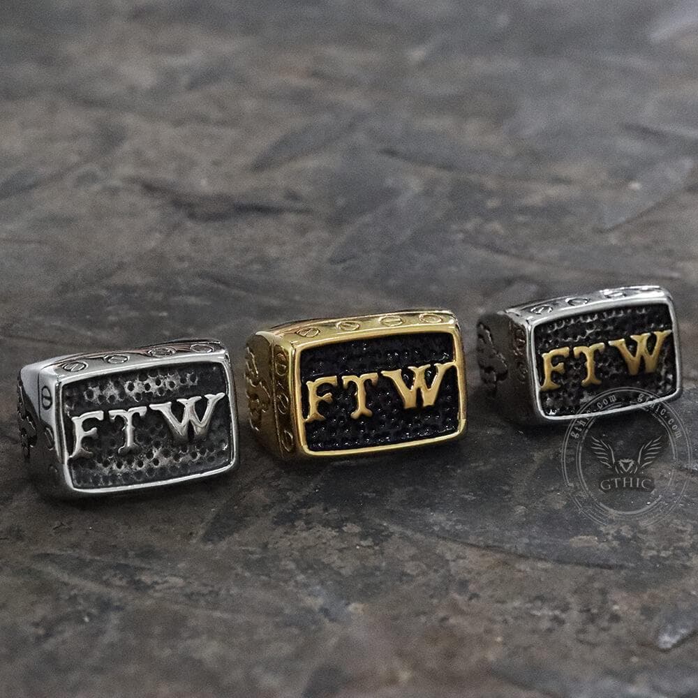 Punk FTW Letters Biker Ring in Stainless Steel