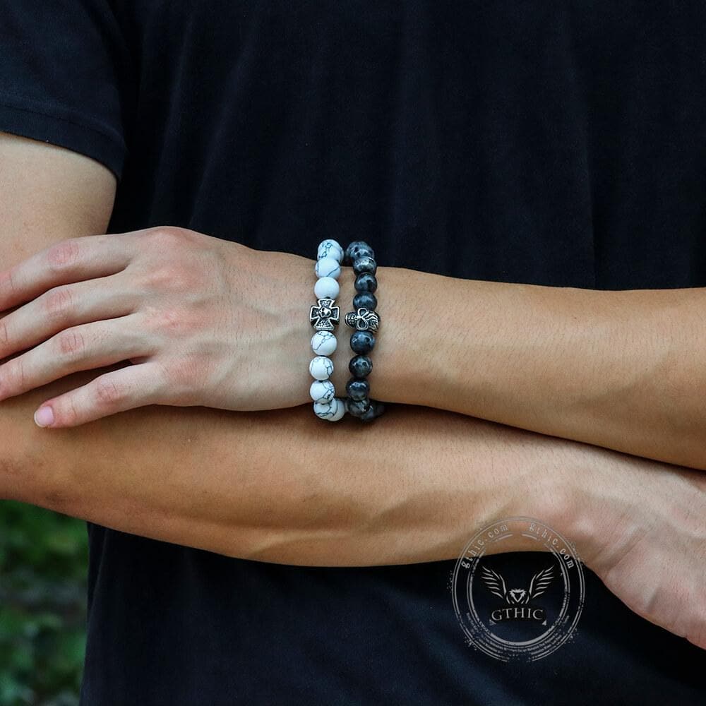 Cross Skull Turquoise Bracelet in Stainless Steel