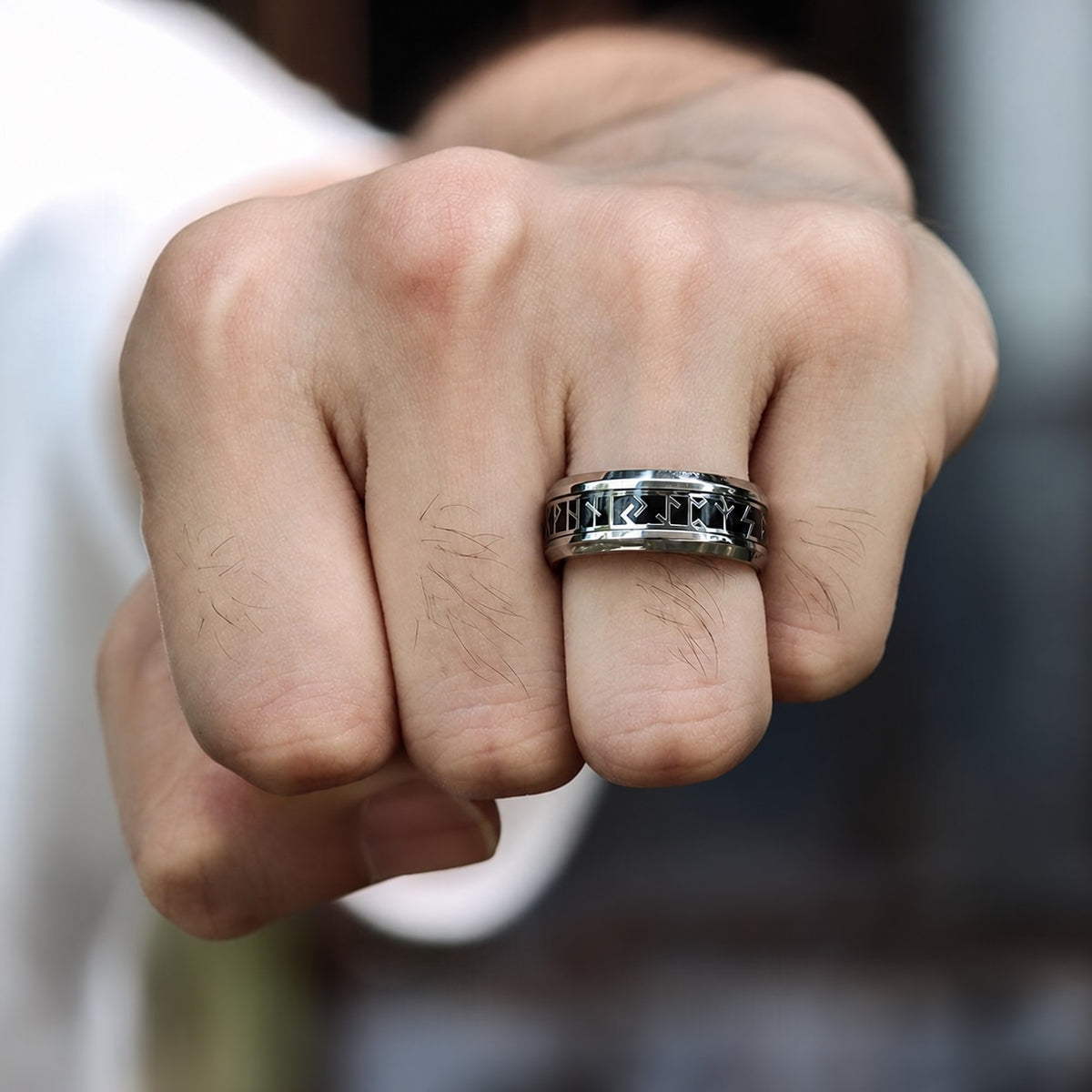 Runic Circle Viking Ring in Stainless Steel