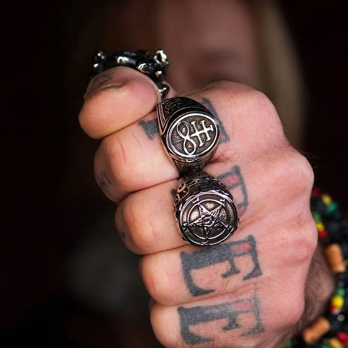 Leviathan Cross Ring in Stainless Steel