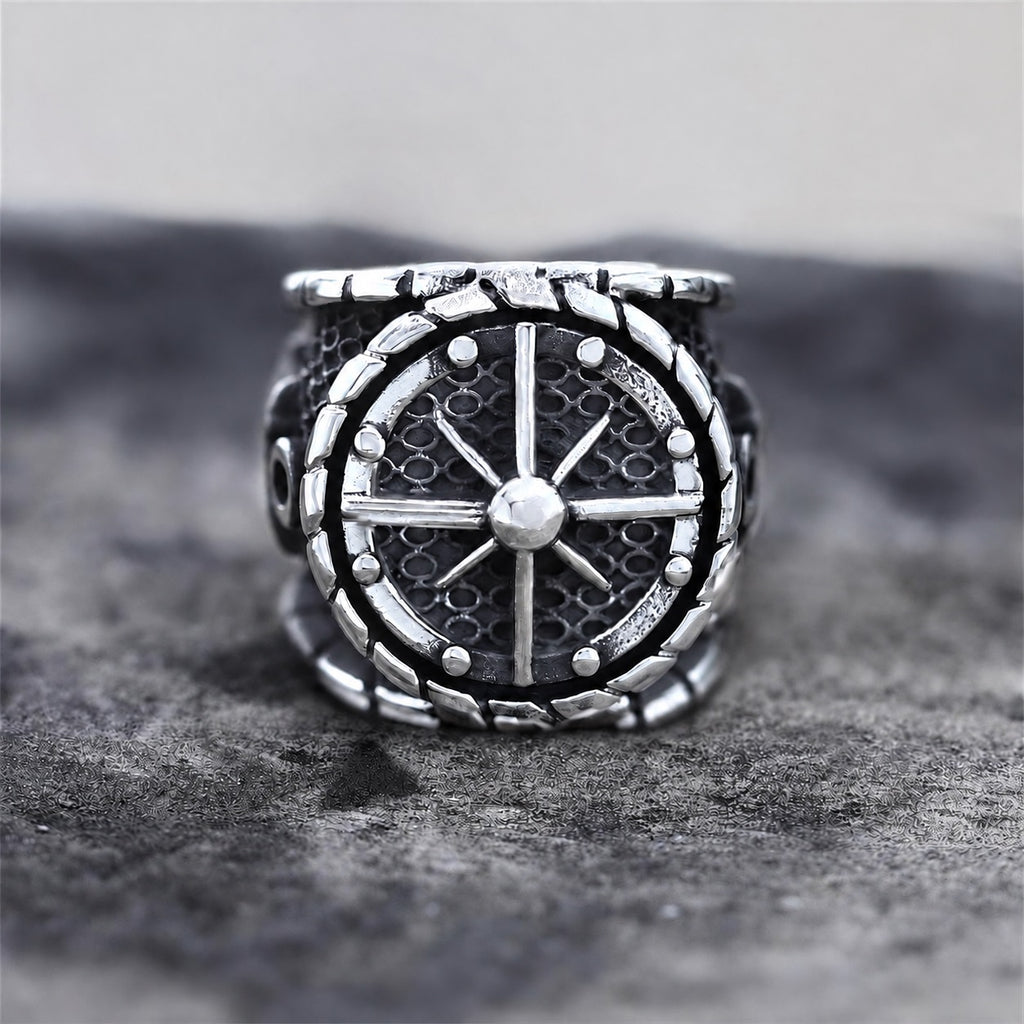 Striking Anchor And Compass Marine Ring in Stainless Steel