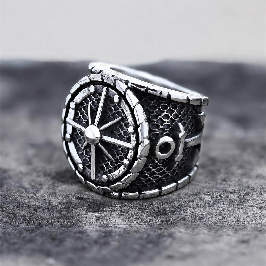 Striking Anchor And Compass Marine Ring in Stainless Steel