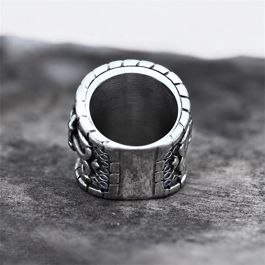 Striking Anchor And Compass Marine Ring in Stainless Steel
