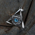 Triangular Evil Eye Skull Bones Pendant in Stainless Steel
