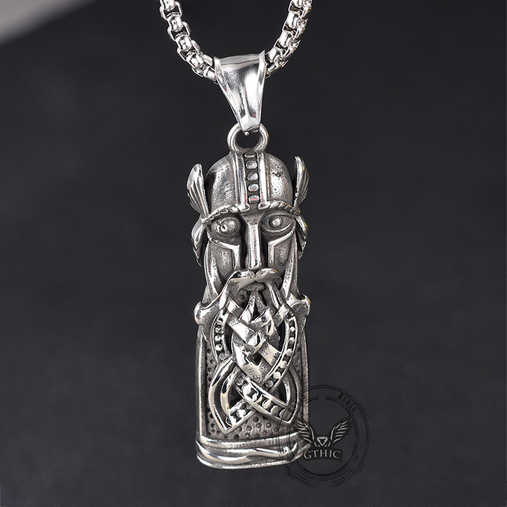 Viking Odin Portrait Warrior Pendant in Stainless Steel