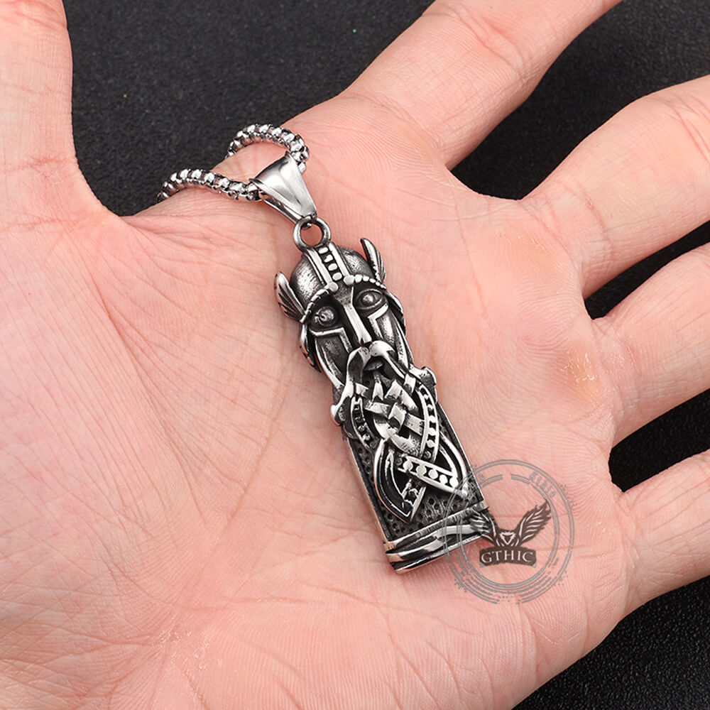 Viking Odin Portrait Warrior Pendant in Stainless Steel
