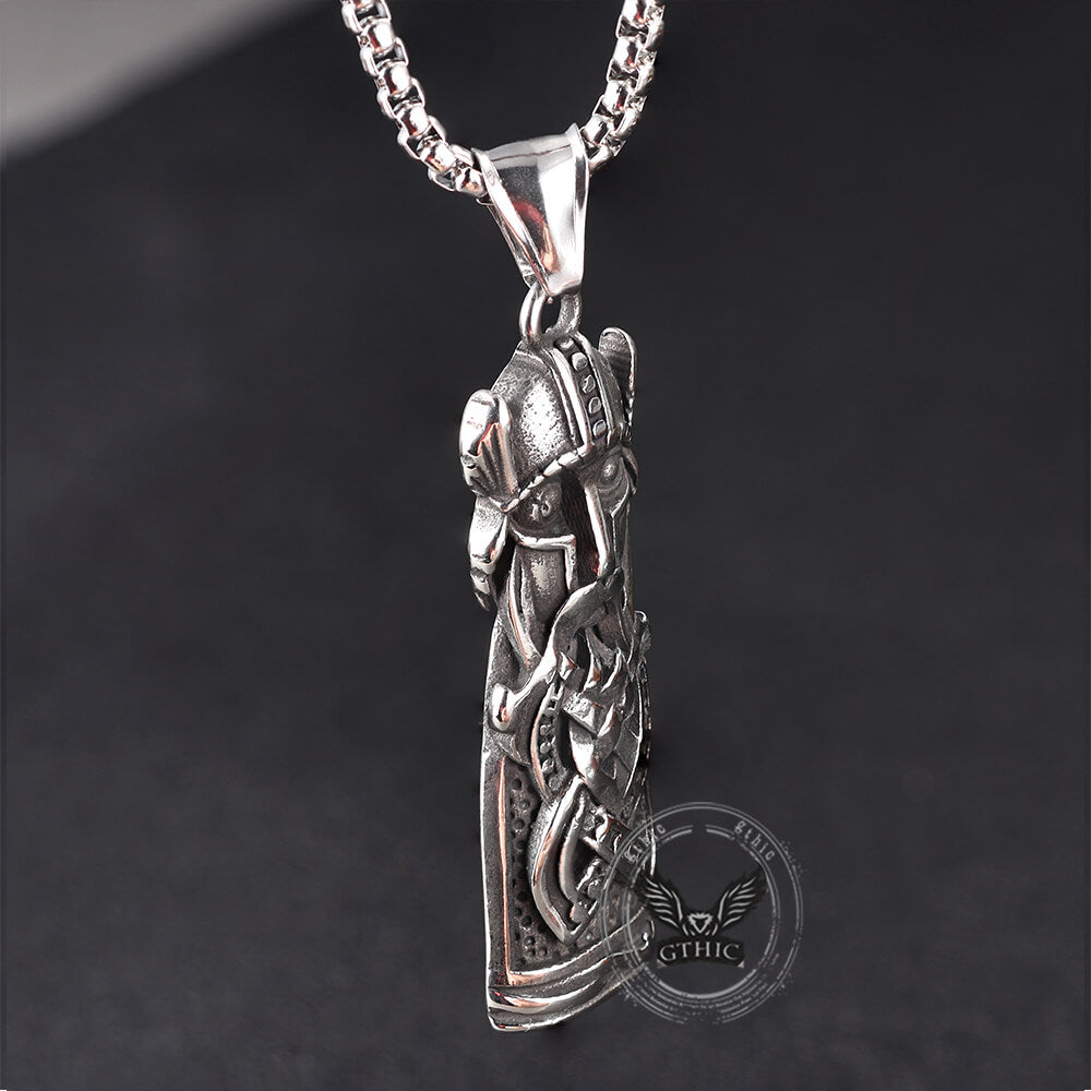 Viking Odin Portrait Warrior Pendant in Stainless Steel