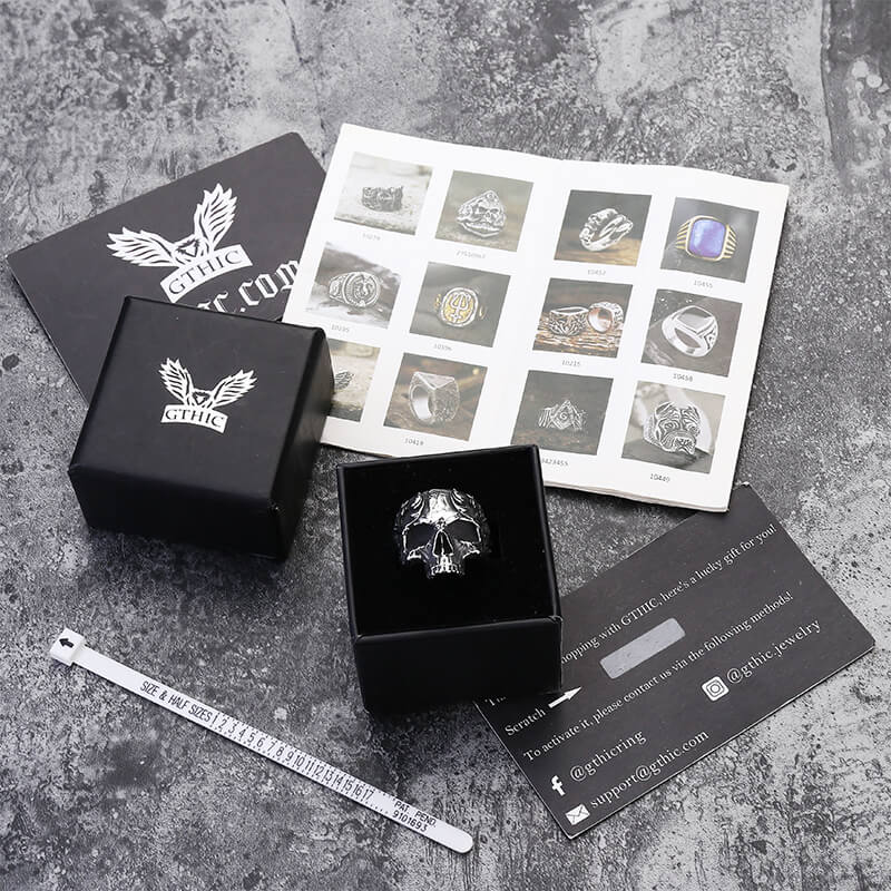 Vintage Pattern Stainless Steel Skull Ring