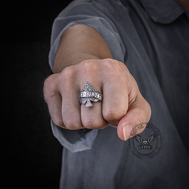 Ace Of Spades Ring in Stainless Steel