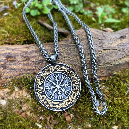 Aegishjalmr Dragon Viking Pendant in Stainless Steel