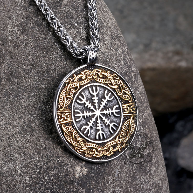Aegishjalmr Dragon Viking Pendant in Stainless Steel