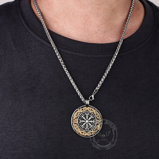 Aegishjalmr Dragon Viking Pendant in Stainless Steel