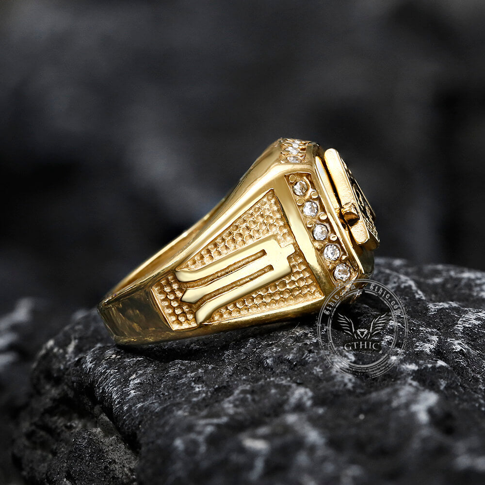 AG Masonic Diamond Ring in Stainless Steel