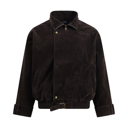 American Fashion Brown Stand-Up Collar Jacket